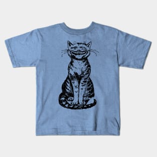 Smiling Cat on Blue Kids T-Shirt